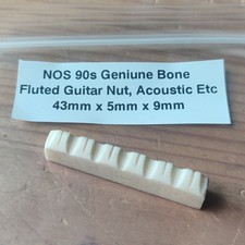 NOS Genuine Bone Scalloped Fluted Guitar Nut 43mm x 5mm x 9mm Acoustic LP SG Etc