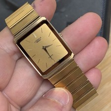 NOS Neo Vintage Seiko Lassale Tank 7750-507H Gold Tone Quartz Mens Watch 7”