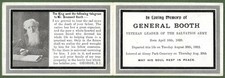 Salvation Army Memorium Card For General Booth, 1912. Message From King George V