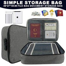 Waterproof Fireproof Document Box with Lock File Storage Organizer Box Safe Bag