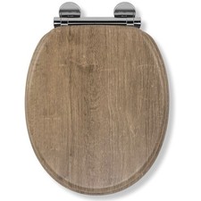 Croydex Ontario Luxury Wooden Toilet Seat Flexi-Fix Bathroom - Corrosion See Pic