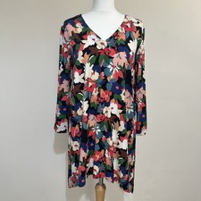 Sahara Top Size 1 Multi Floral Print V Neck Long Sleeve Tunic Blouse Lagenlook