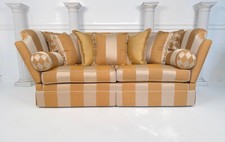 Immaculate Gascoigne Emporer 3.5 Seater Gold Stripe Duresta Fabric Sofa £6,900