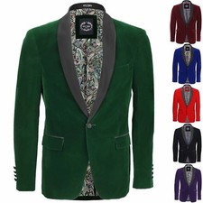 Mens Velvet Tuxedo Suit Jacket Black Shawl Lapel Blazer Smart Formal Dinner Coat
