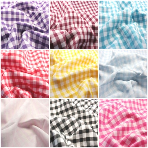 Gingham polycotton fabric - gingham, 1/4"