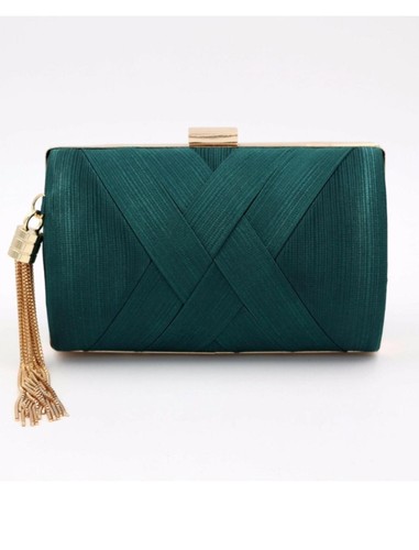 Emerald green clutch with gold