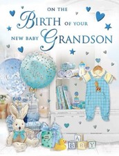 Congratulations On The Birth Of Your Grandson Card. 19x13cm (8x6 Inches)