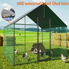 Strengthened Metal Chicken Coop Run Enclosure Pen Yard Outdoor Farm Breed Sheds