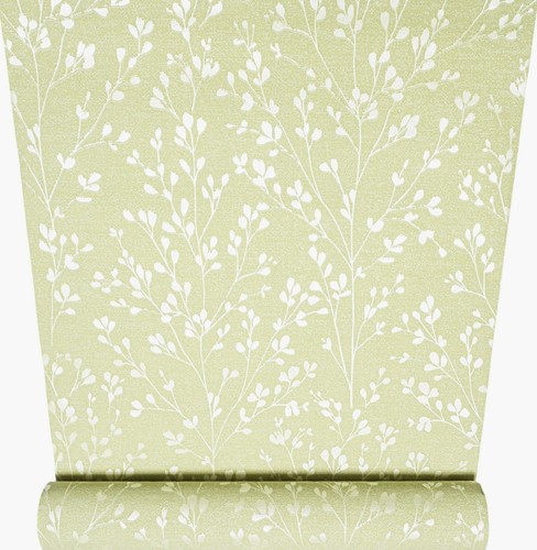 Green silver floral wallpaper - green,