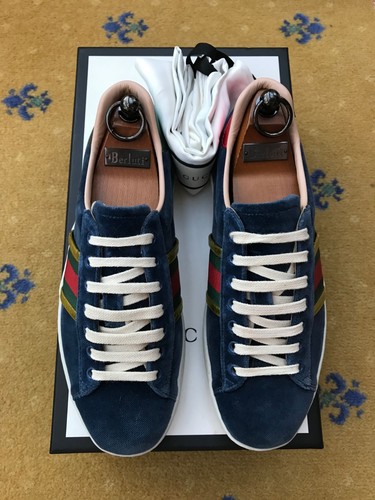 Gucci ace velvet blue web - web, red