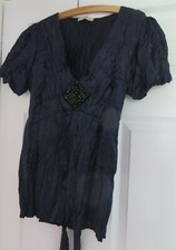 George Womens Dark Blue Tie Back Top With Black diamante trim Size 12
