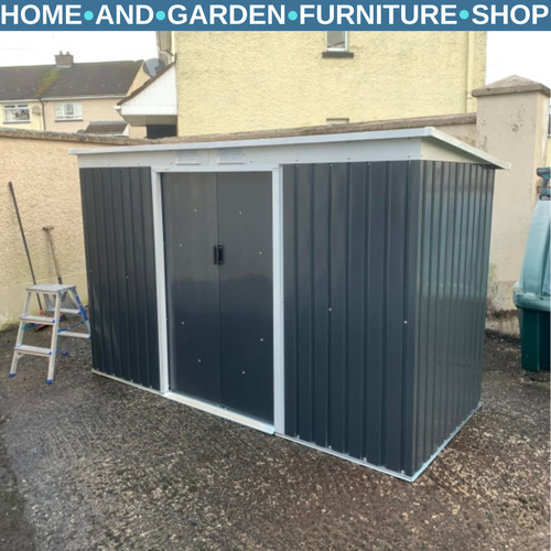 Grey metal garden storage - metal,