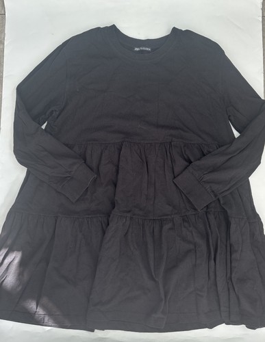 Zara black long sleeve tiered - black,