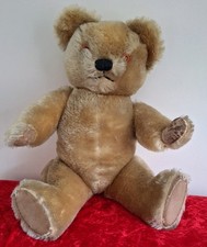 Chad Valley 1940s Jointed Teddy Bear Cardboard Pads large 22"/56cm Mohair/Label