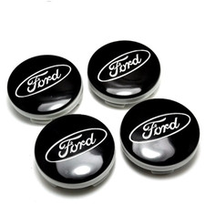 4x BLACK FORD CENTRE CAPS 54MM