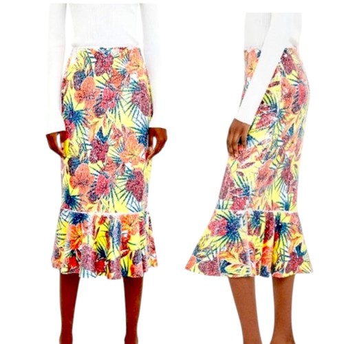 Zara midi sequin skirt - skirt, floral