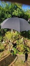 antique Vintage 1930s 40s sun garden parasol. wooden adjustable pole brass top