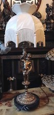 LOVELY LARGE SIZED CIRCA 1940'S MARBLE & BRASS LAMP WITH CHERUB PUTTI'S ANGEL