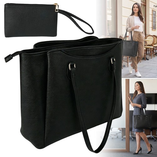 Large black leather - black, tote