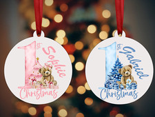 Personalised Baby's First Christmas Bauble Tree Ornaments Gift For Baby Girl Boy
