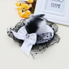 New Style Women Bow Hair Clips Lace Feather Mini Top Hat Fancy Fascinator Party