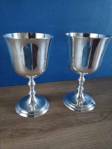 Pair silverplated goblets - of,