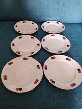 X6 Fabulous Vintage Side Plates Winterling Marktleuthen Bavaria Red/Black Dots