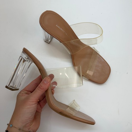 Zara clear nude heeled sandal - clear,