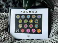 Brushed-Metal Black Framed 18 Gym Badges Paldea Scarlet Violet Pokemon Game Pin