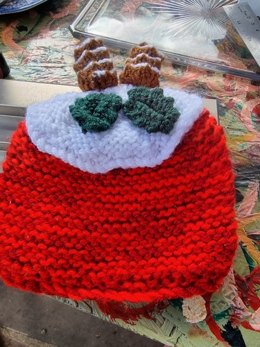 Hand knitted christmas pudding - christmas,