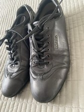 Prada Anthracite dark silver grey leather trainers sneakers 6.5