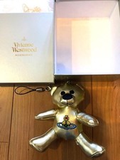 Vivienne Westwood Teddy Bear Key Ring Charm Gold Ecopelle 3318V Authentic