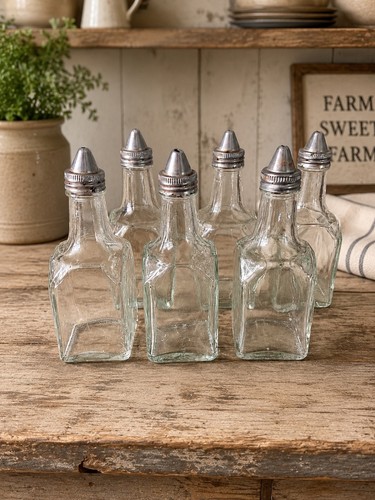 Vintage clear square glass oil - vintage,