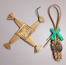 St Brigid's Cross & Decorated Corn Dolly. Paganism. Fertility. Harvest Festival.