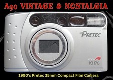 PRETEC KH70 35-70 ZOOM COMPACT OLD 35mm FILM CAMERA, WITH STRAP, BUILT-IN FLASH