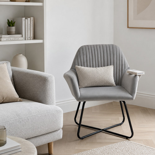 Grey velvet accent chair tub - velvet,