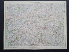 Antique 1898 map mid wales - antique,