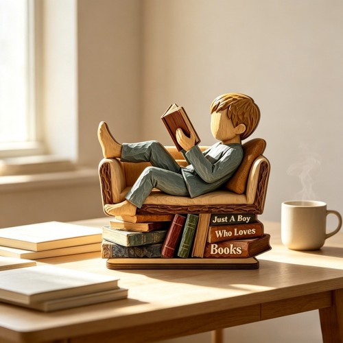Wooden book reader decor 14cm - decor,