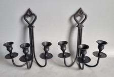 Vintage Candle Wall Sconces Candles x2 Metal Gothic style  wrought iron 24cm