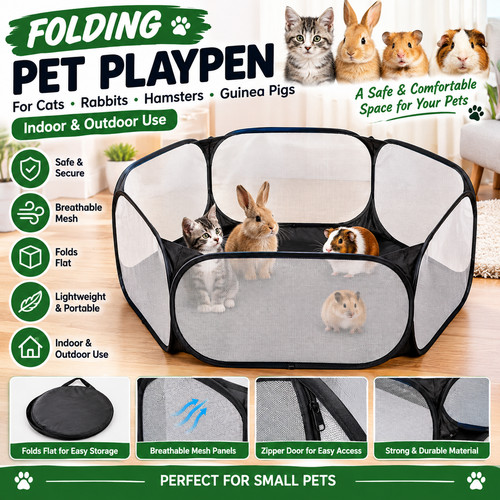 Folding pet cat playpen rabbit - pet,
