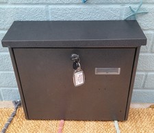 Black Metal Post Box  / Mail Box / Letter Box Size approx 38 cms × 32 cms × 12cm