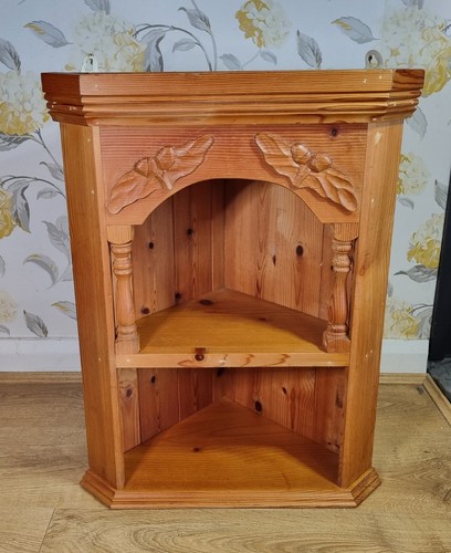 Pine wall mounted corner shelf - wall,
