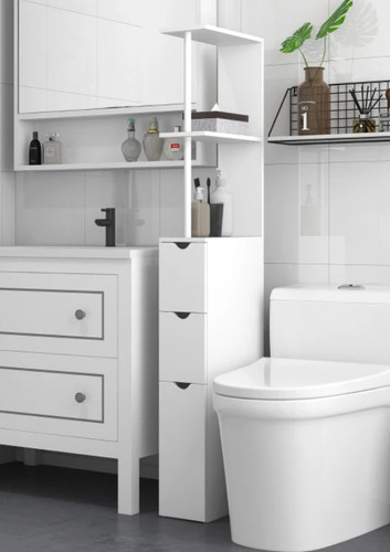 Tall bathroom cupboard - bathroom, white