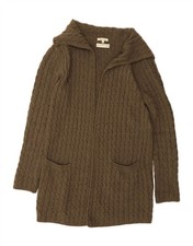 MASSIMO DUTTI Womens Longline Cardigan Sweater UK 14 Large Brown Wool DA74
