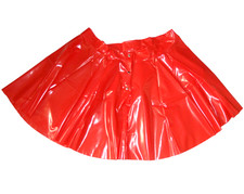PVC Skirt Shiny Sissy Red Circle Plastic Vinyl Roleplay Domme BDSM Skater Swishy