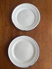 Pair of Vintage Enamel Dinner Plates Some Wear See Images for Details