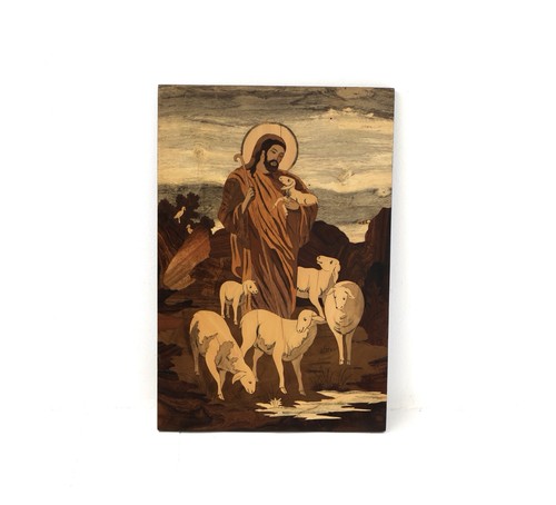 Large vintage inlaid wood - inlaid,