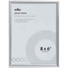 SILVER PHOTO PICTURE FRAME LANDSCAPE/PORTRAIT GLASS 8X6 FREESTANDING OR HANG