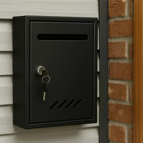 Black post box postbox - black,