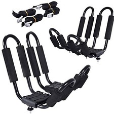 2 Pairs Kayak Roof Rack, Universal Kayak Carrier J-Bar Rack with 4 Tie Down